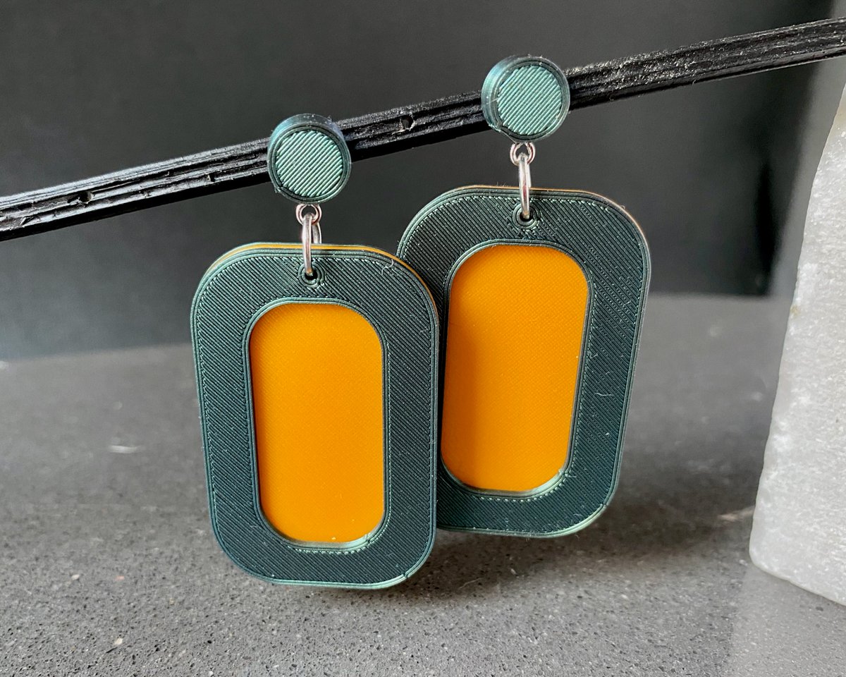 Thanks for the kind words! ★★★★★ 'Amazing earrings! They quickly became my favorite earrings because they are so light and colorful!!' Ragnelle etsy.me/43KIhke #etsy #birthday #rectangle #geometric #yes #unisexadults #nylon #midcentury #earlobe #lightweightearr
