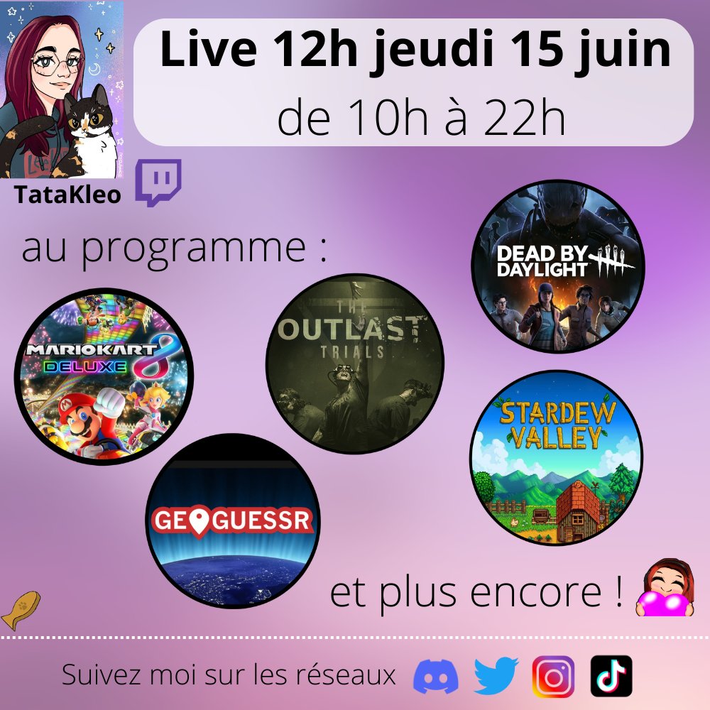 TataKleottv's tweet photo. Waw sortez votre agenda c'est le live spécial des 300 follows !!!

#twitchfr #ttv #live12h #petitstreamer https://t.co/1yMeIuLo3p