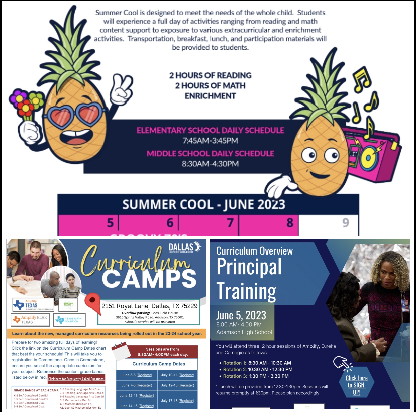 Dr. Charissa Govan (@charissagovan) on Twitter photo Great things were happening in <a href="/dallasschools/">Dallas ISD</a> today! We introduced 500+ teachers to new curriculum resources, engaged 200+ campus administrators in an overview of curriculum, and <a href="/DisdELO/">Extended Learning Opportunities</a> welcomed 5000+ students to the first day of summer cool! Great things were happening in <a href="/dallasschools/">Dallas ISD</a> today! We introduced 500+ teachers to new curriculum resources, engaged 200+ campus administrators in an overview of curriculum, and <a href="/DisdELO/">Extended Learning Opportunities</a> welcomed 5000+ students to the first day of summer cool!