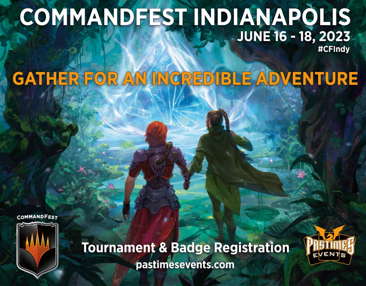 Gather for an incredible adventure at CommandFest Indianapolis on June 16 - 18th. 
Tournament and badge registration at pastimesevents.com 
#CFIndy #MTGxLOTR