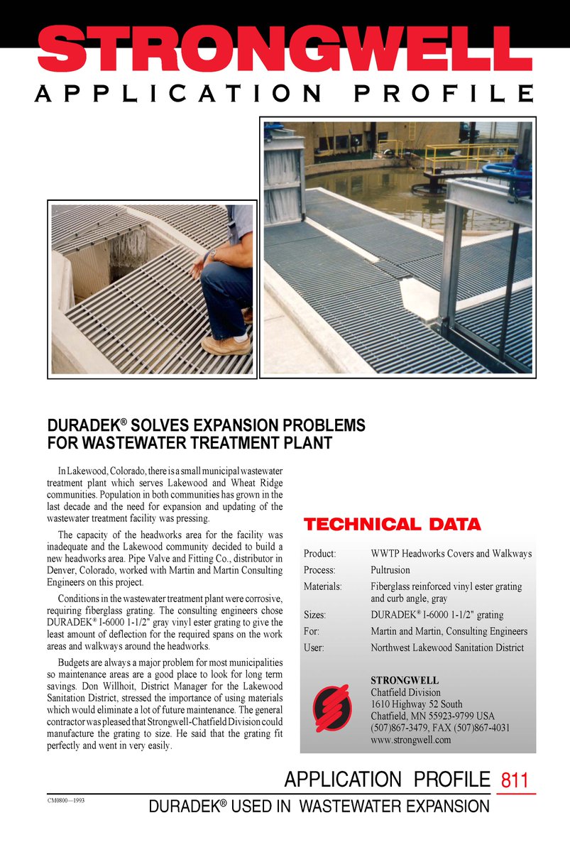 strongwellmc's tweet photo. This week's product focus is on #madeinusa #DURADEK . It was used in a #WWTP #WWTF for its headworks expansion project. It was chosen for it corrosion resistance and overall value. #fiberglass #composites #pultrusion https://t.co/aGTuS3QDlp https://t.co/yBr7VBoLuW