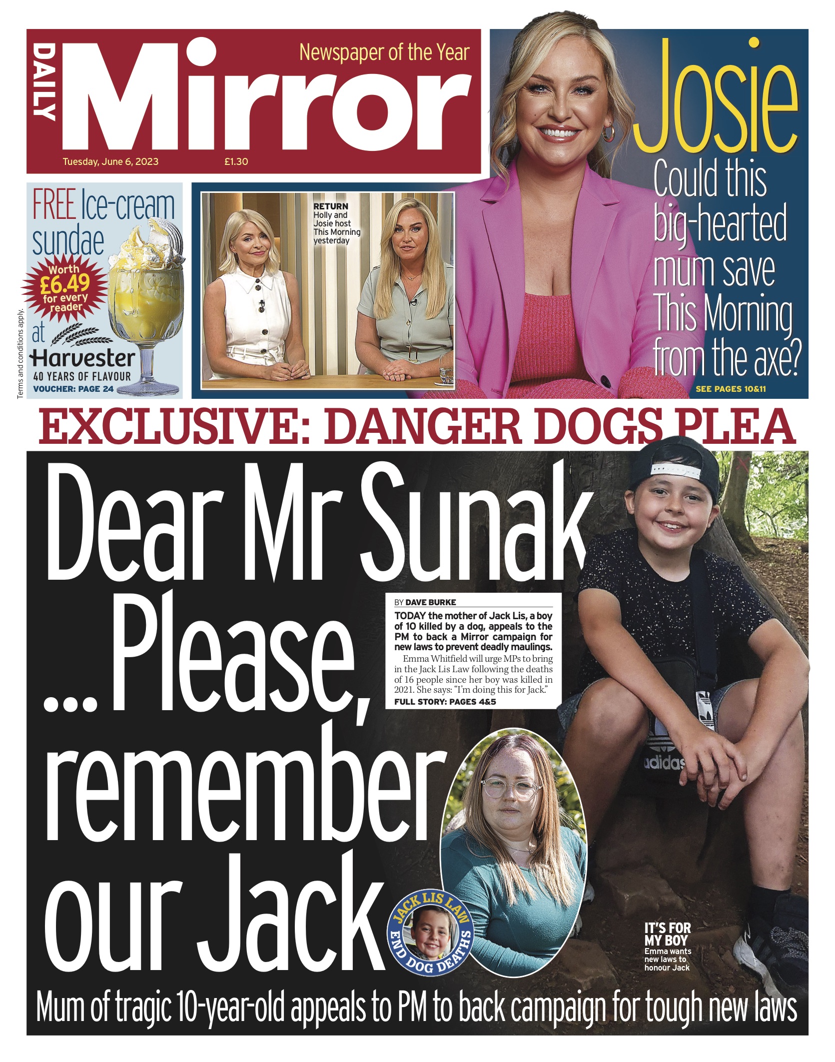 Tuesday's front page: Danger dogs plea #TomorrowsPapersToday 
