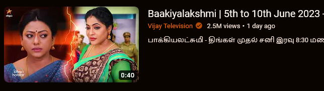 Baakiyalakshmi promo: 2.5M
rat tail guy show ep1: not even 1M 🤣