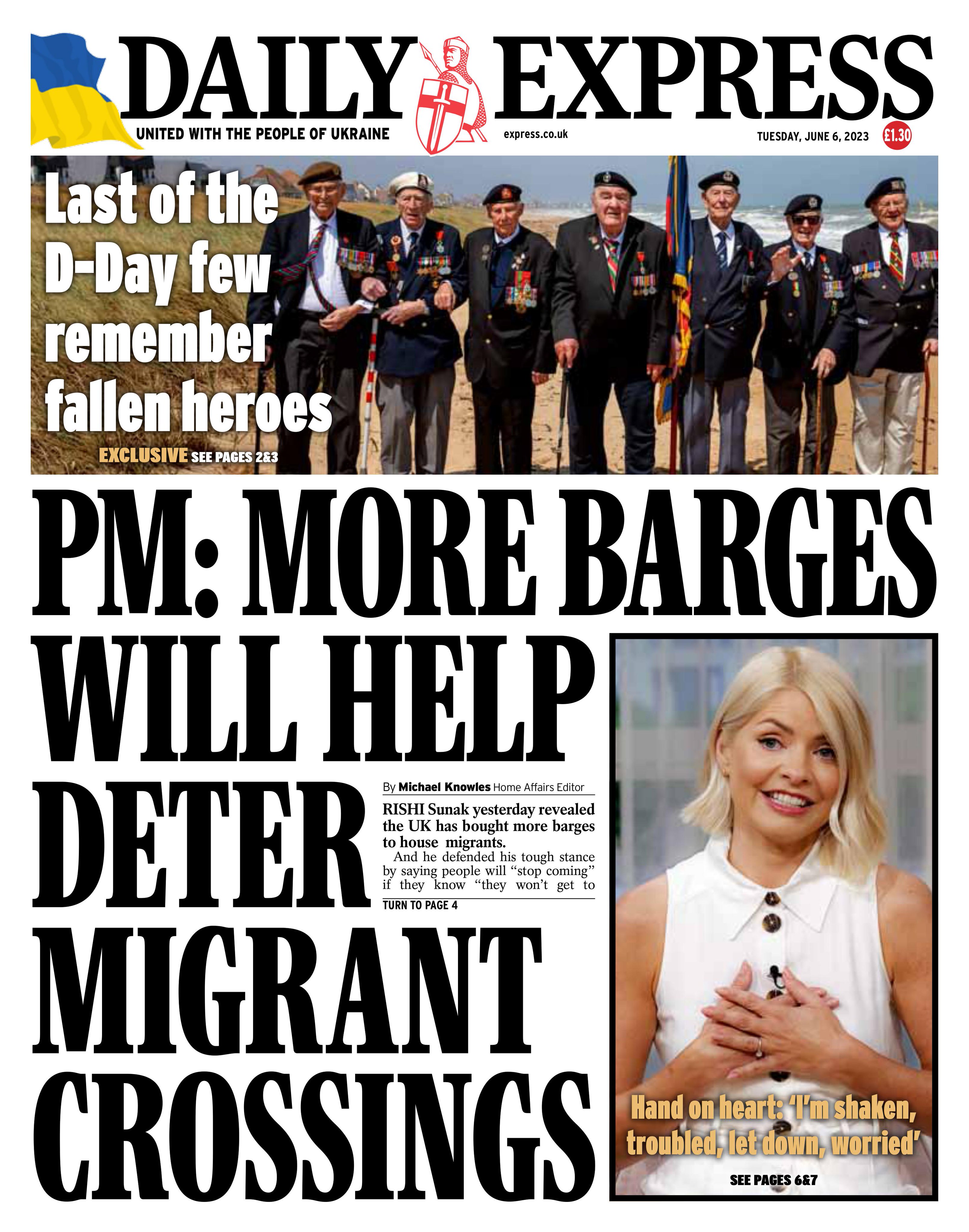 PM: More barges will help deter migrant crossings #tomorrowspapertoday