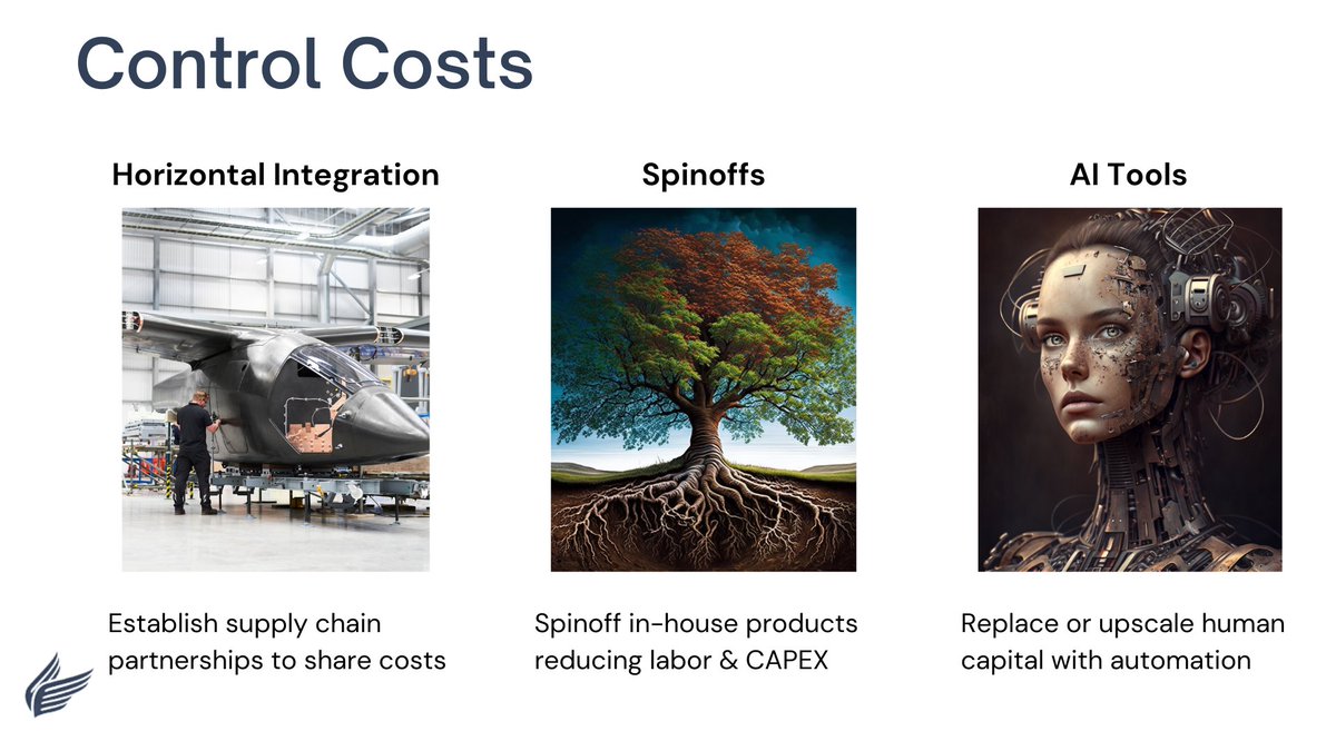 2) Control Costs

- Horizontally integrate / outsource certain systems to partners, sharing CAPEX. Eg > Molicel's partnership w/ @VerticalAero.
- Spin off products / Eg > @jobyaviation could spin off its battery product, allowing it to raise private capital.
- Use AI tools

$JOBY