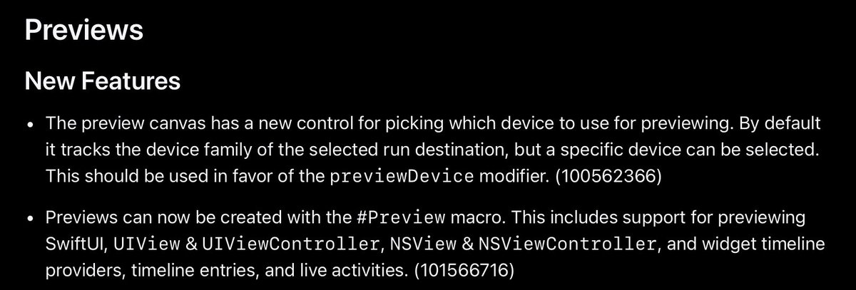Xcode 15 also makes Previews work with UIKit and AppKit!

(probably by leveraging the powerful new Swift macros 💪)

#WWDC23