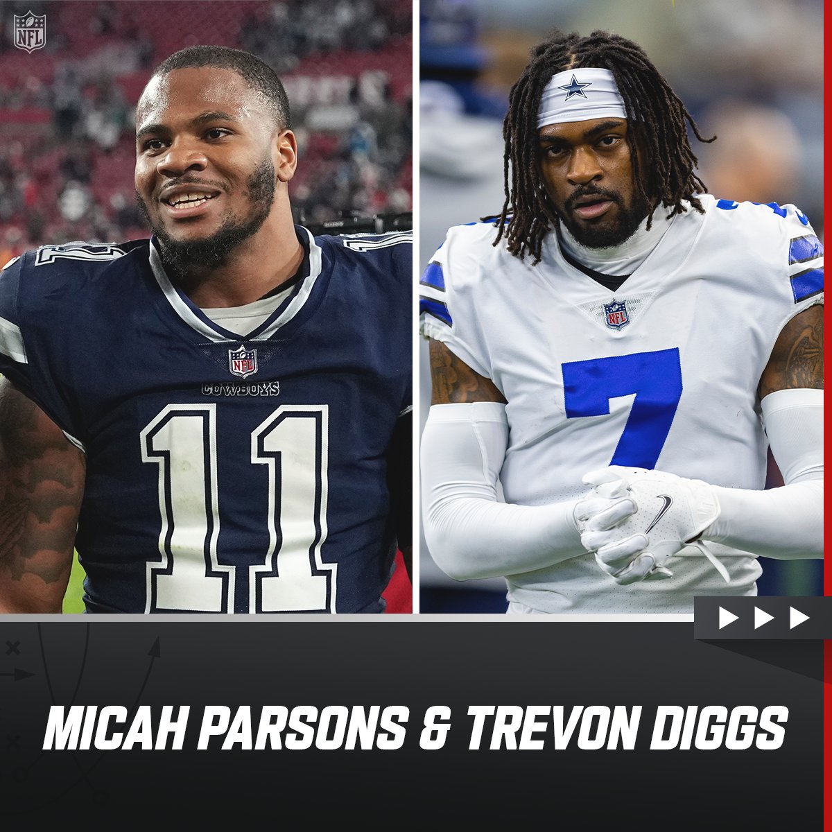 NFL's tweet image. Which defensive duo do you have your 👀 on?