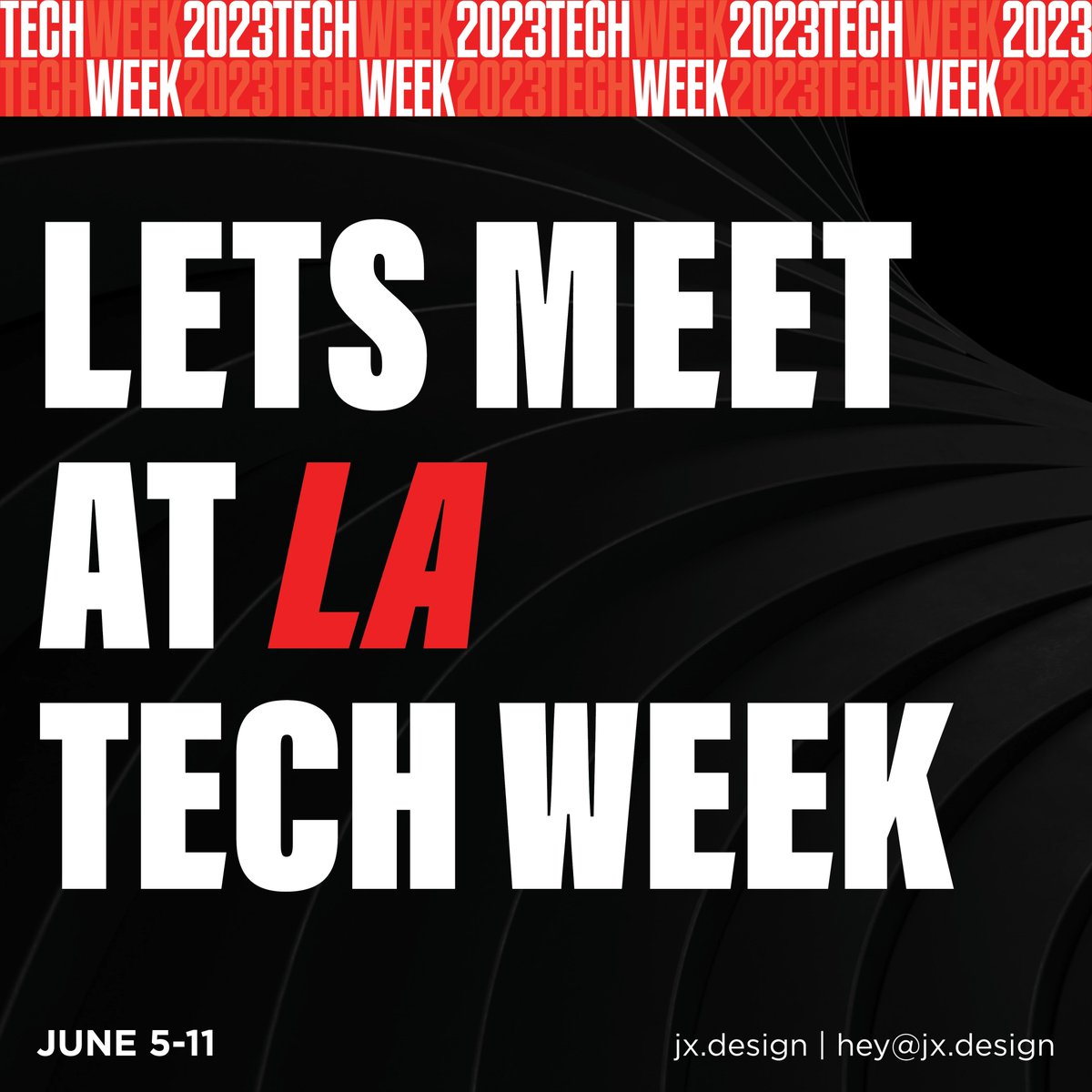 We will be attending a ton of LA Tech Week events, shoot us a message and let's connect! Which event are you most excited to attend?

#jxdesign #uxui #designagency #productstrategy #productdesign #prototyping #digital #startups #techweek #losangeles #latechweek #techweek2023
