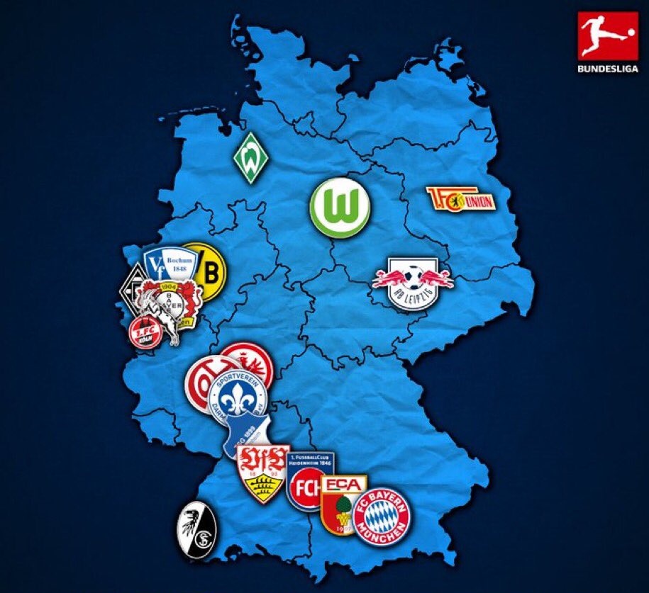 2023/24 Bundesliga haritası.