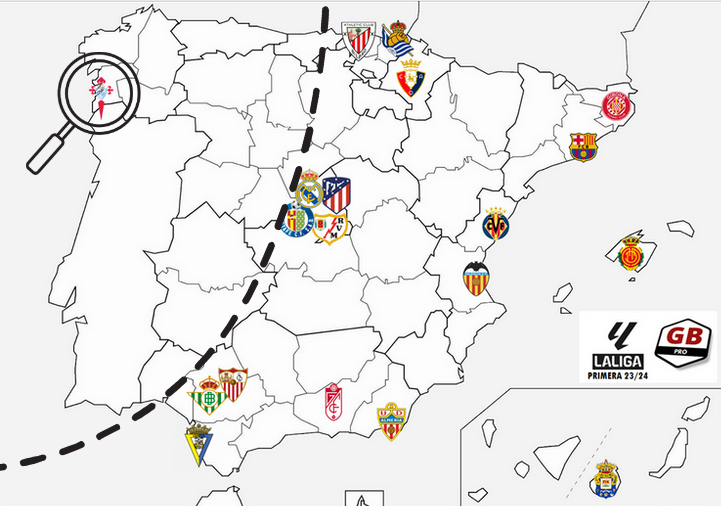 GradaBpro's tweet photo. Lo del @RCCelta es una auténtica aldea gala en #PrimeraDivision 

Desplazamiento más cercano: Madrid (591km) https://t.co/thdNEKtSao