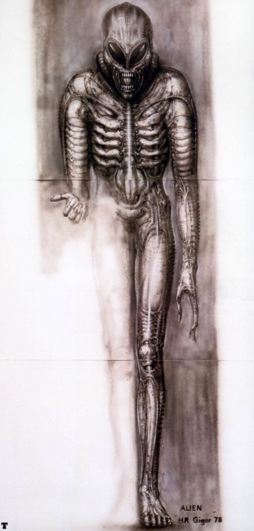 Early iterations of the Alien designed by H.R. Giger.