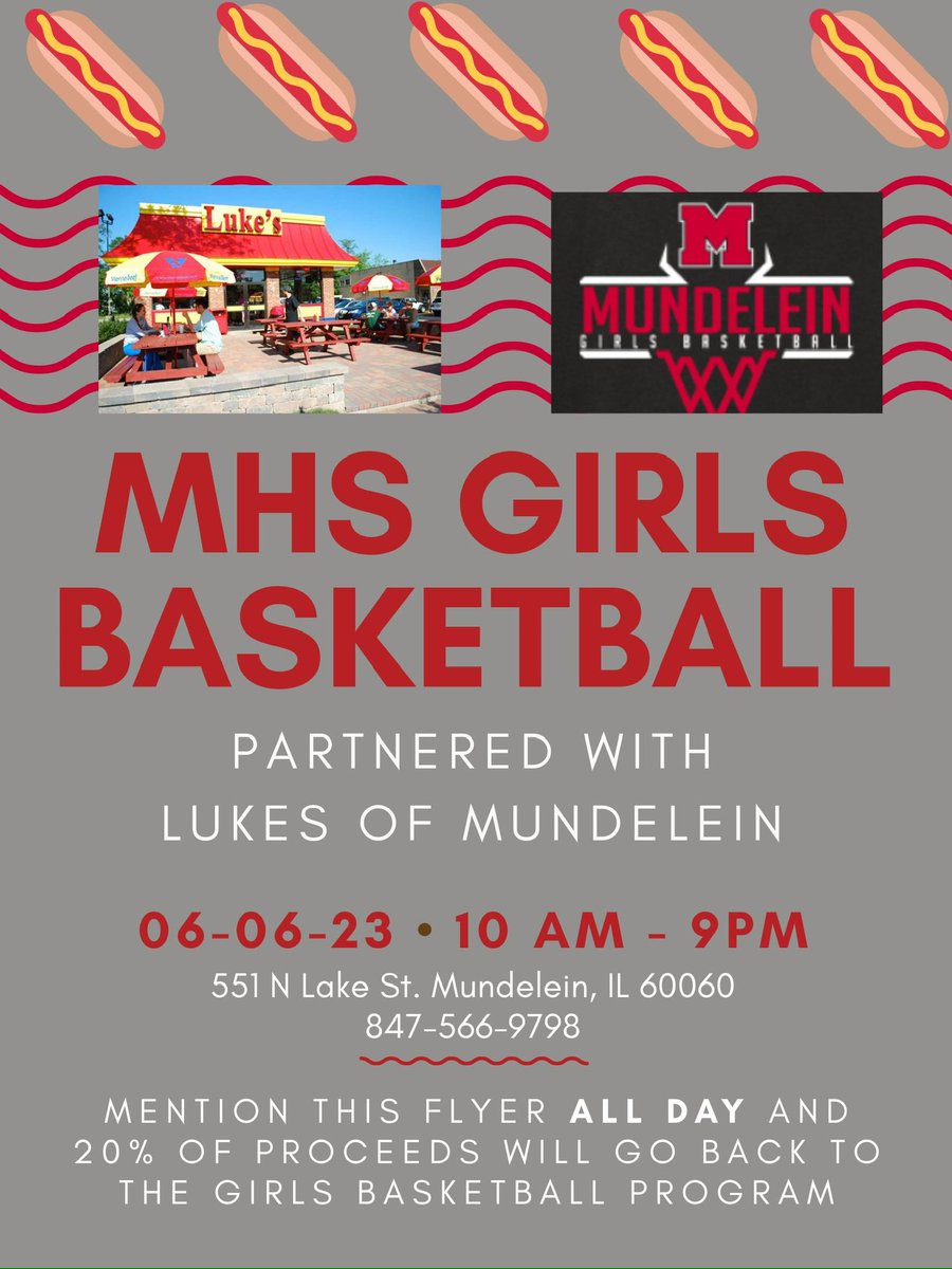 We have our basketball fundraiser tomorrow @ Lukes of Mundelein!! Please show your support anytime between 10 AM-9 PM and go grab a meal!! Mention our flyer and program!!