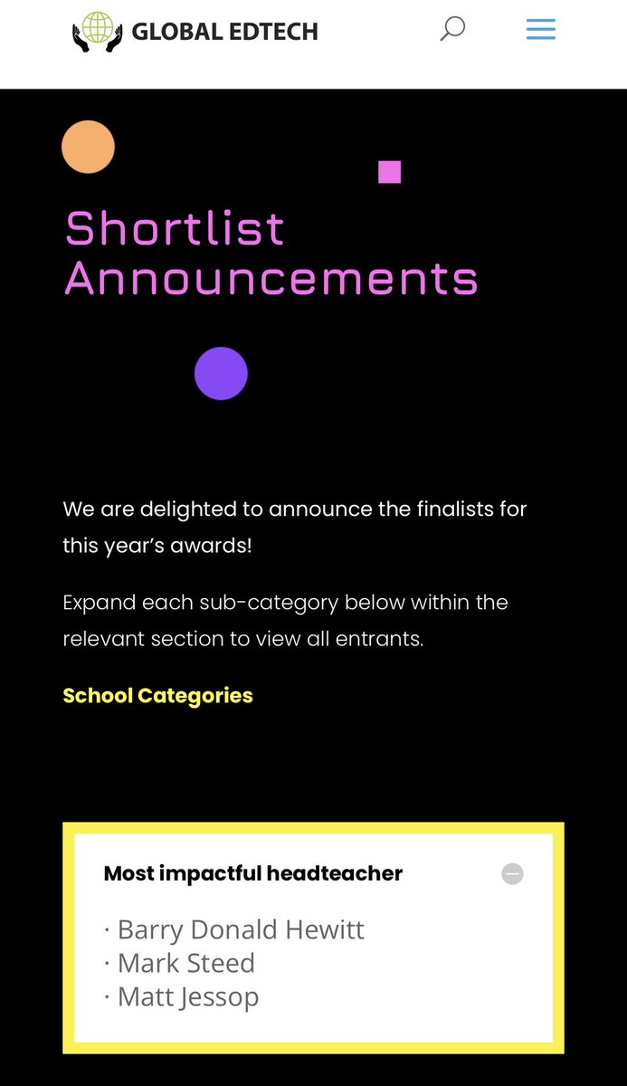 Delighted and humbled to have been nominated and shortlisted for the Global EdTech Awards 2023 #GETAs23 - A reflection of the hard work and dedication of all the staff @BlairAthollPS and @LogieraitPS. A real community of digital educators and leaders ⭐️🏆💜🧡