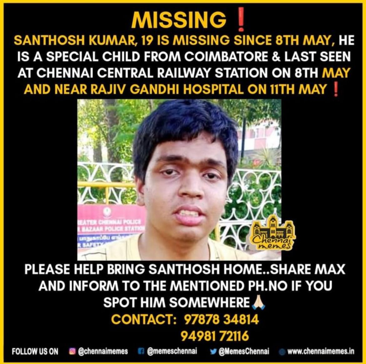 Missing boy 🙏 He's missing fr more than a month. Pls share . #missingboy #Chennai #Coimbatore