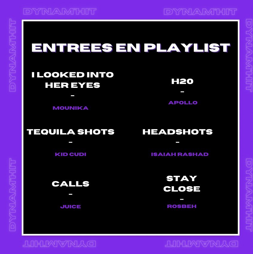 Dynam_Hit's tweet image. Dynam’Hit vous propose sa traditionnelle entrée en playlist de la semaine ! 

Bonne écoute 🎧