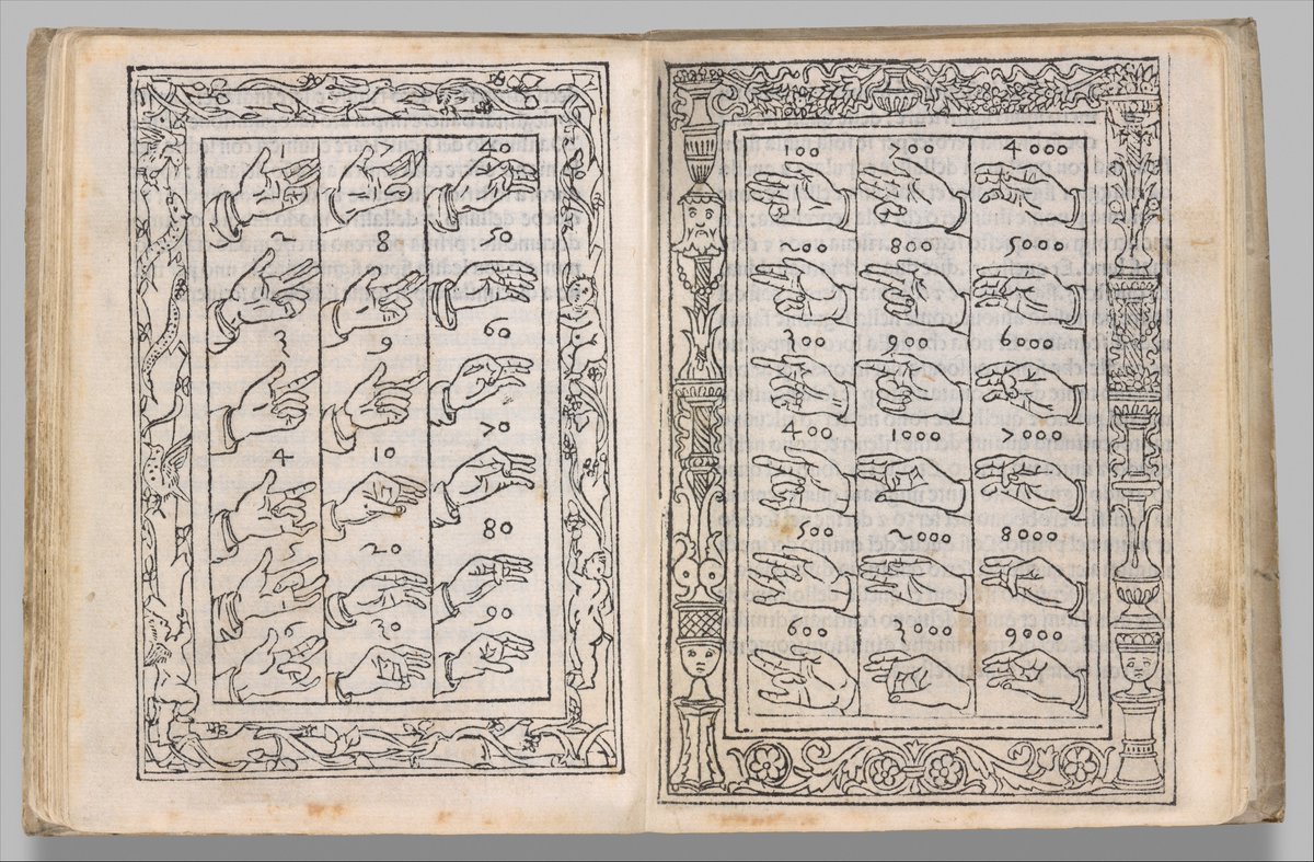 JustHistoryPost's tweet image. Pages from a 1491 copy of De Arithmetica by Filippo Calandri, published in Florence. One of the first inexpensive textbooks produced using the printing press, it uses woodcut images to help explain the content within @metmuseum #medieval #school