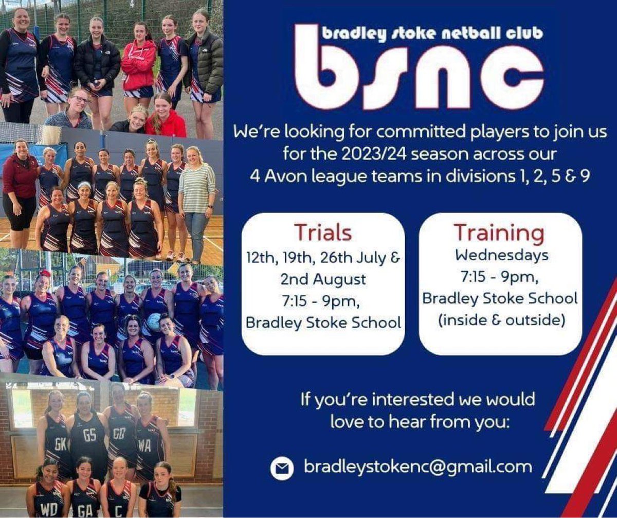 NetballinAvon's tweet image. Bradley Stoke Netball Club are recruiting for new players. See below for further details 📷