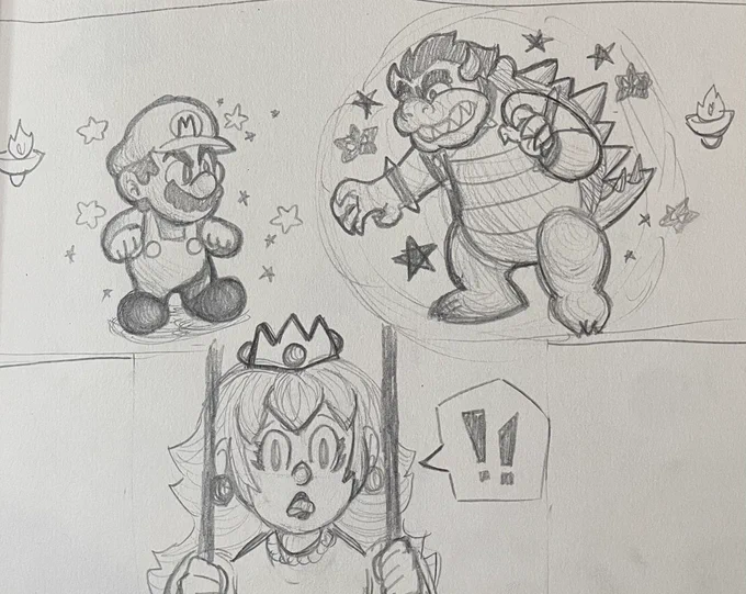 Mario vs Bowser drawing I believe from high school 