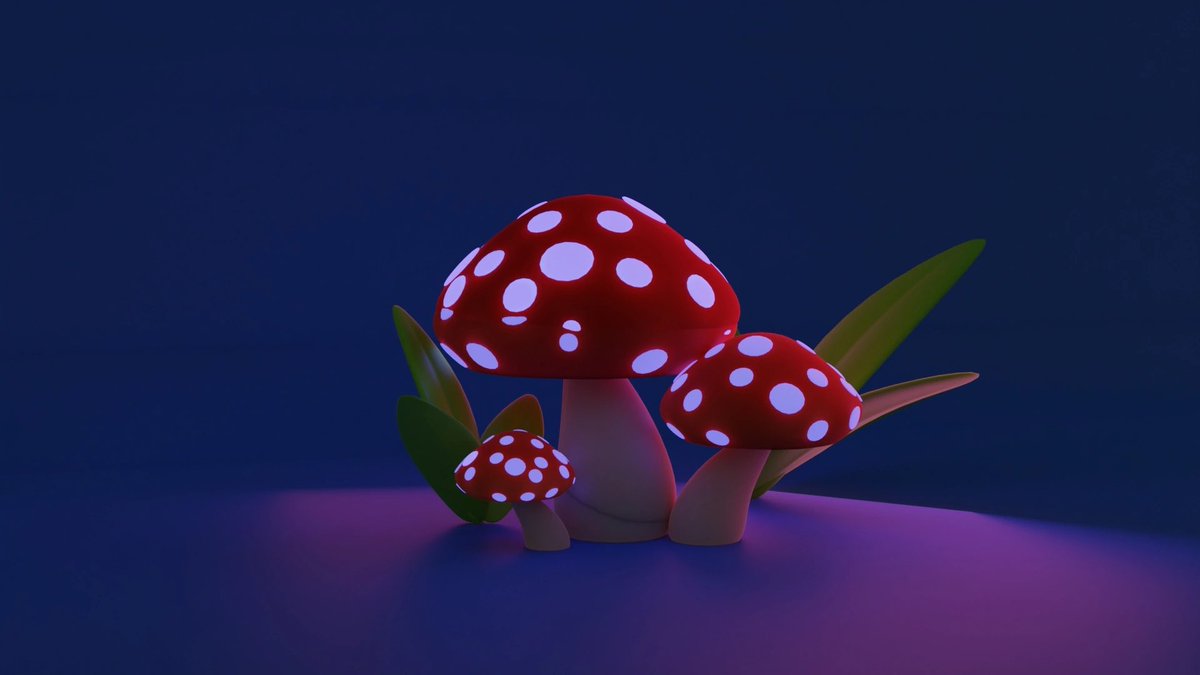 linhinart's tweet photo. My first 3D art😊 I did it according to the video tutorial on YouTube 
#3dart #3Dmodel #mushrooms https://t.co/PA87Qfv0Oz