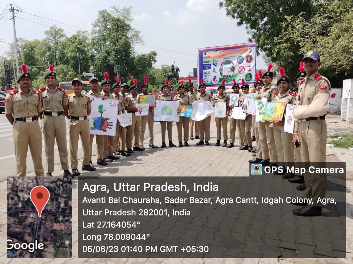 NccDei's tweet photo. DEI NCC (7/1 Coy 1 UP BN NCC AGRA) celebrated #WorldEnvironmentalDay with an impactful rally, raising awareness and pledging to create a safer environment. Engaging in a poster-making activity, they emphasized the importance of environmental consciousness.
@HQ_DG_NCC @NCCDteUP https://t.co/VxwgD2wrbQ