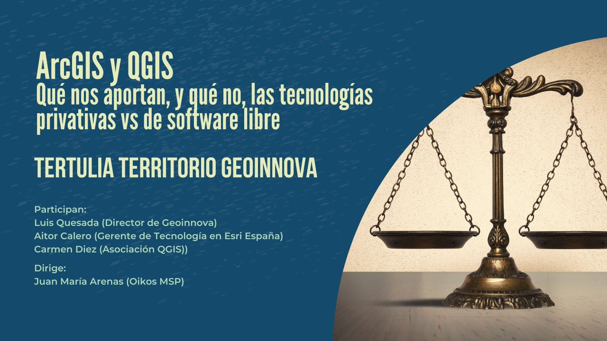Interesante tertulia que modero el jueves sobre ArcGIS y QGIS

Estaré con <a href="/luquemu/">Luis Quesada Muelas</a>  de <a href="/GeoInnovaASL/">Geoinnova</a> ,  <a href="/aitorcalero/">Aitor Calero García 🇪🇸 🇪🇺 🇺🇳 🌍</a> de <a href="/Esri_Spain/">Esri España</a>  y <a href="/carmen10maica/">CARMEN DIEZ</a> de <a href="/qgises/">QGIS ESP</a> 

Os dejo los enlaces para verla y hacer preguntas:
Youtube: youtube.com/watch?v=ro5j4E…
Linkedin: linkedin.com/video/event/ur…
