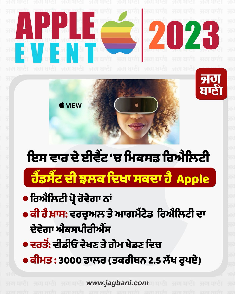 JagbaniOnline's tweet photo. ਇਸ ਵਾਰ ਦੇ ਈਵੈਂਟ 'ਚ ਮਿਕਸਡ ਰਿਐਲਿਟੀ ਹੈੱਡਸੈੱਟ ਦੀ ਝਲਕ ਦਿਖਾ ਸਕਦਾ ਹੈ Apple
#AppleEvent #WWDC #MacBook #RealityHeadset #Apple https://t.co/6qJuhdZnWV