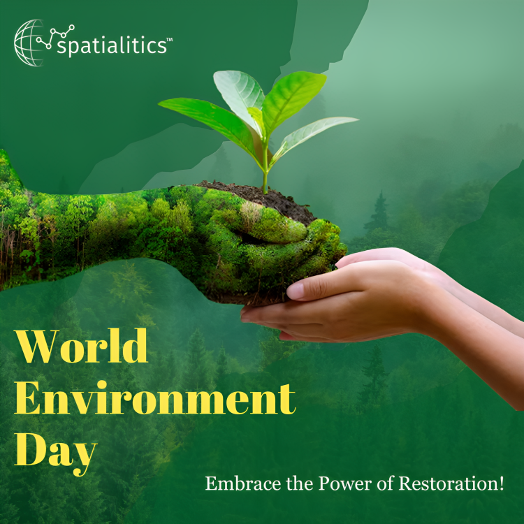 SpatialiticsLLC's tweet photo. On this World Environment Day, let's prioritize ecosystem restoration for a healthier planet. Join hands to revive our forests, oceans, and lands. Together, we can heal our Earth and create a sustainable future. #WorldEnvironmentDay #EcosystemRestoration #ReviveOurPlanet https://t.co/63xqyHtSLV
