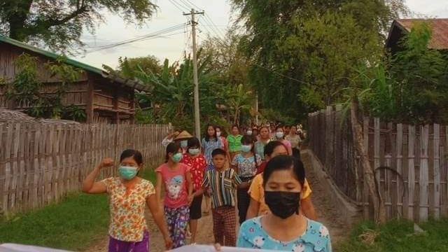 An anti-coup revolutionary protest somewhere in Sagaing region.  #2023Jun5Coup #WhatsHappeningInMyanmar