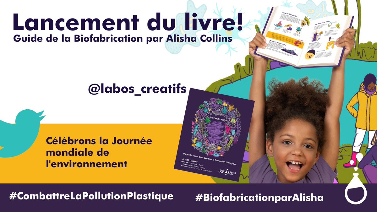 Q5 Et bien, j'ai eu la chance de collaborer avec <a href="/CuriousAlishaCo/">Alisha Collins</a> lorsqu'elle a monté le 1er projet pilote des <a href="/labos_creatifs/">Labos Créatifs</a>  pour la #biofabrication Celui-ci est devenu le guide qui est disponible en français#GuideBiofabrication #CombattreLaPollutionPlastique #BiomakingGuide