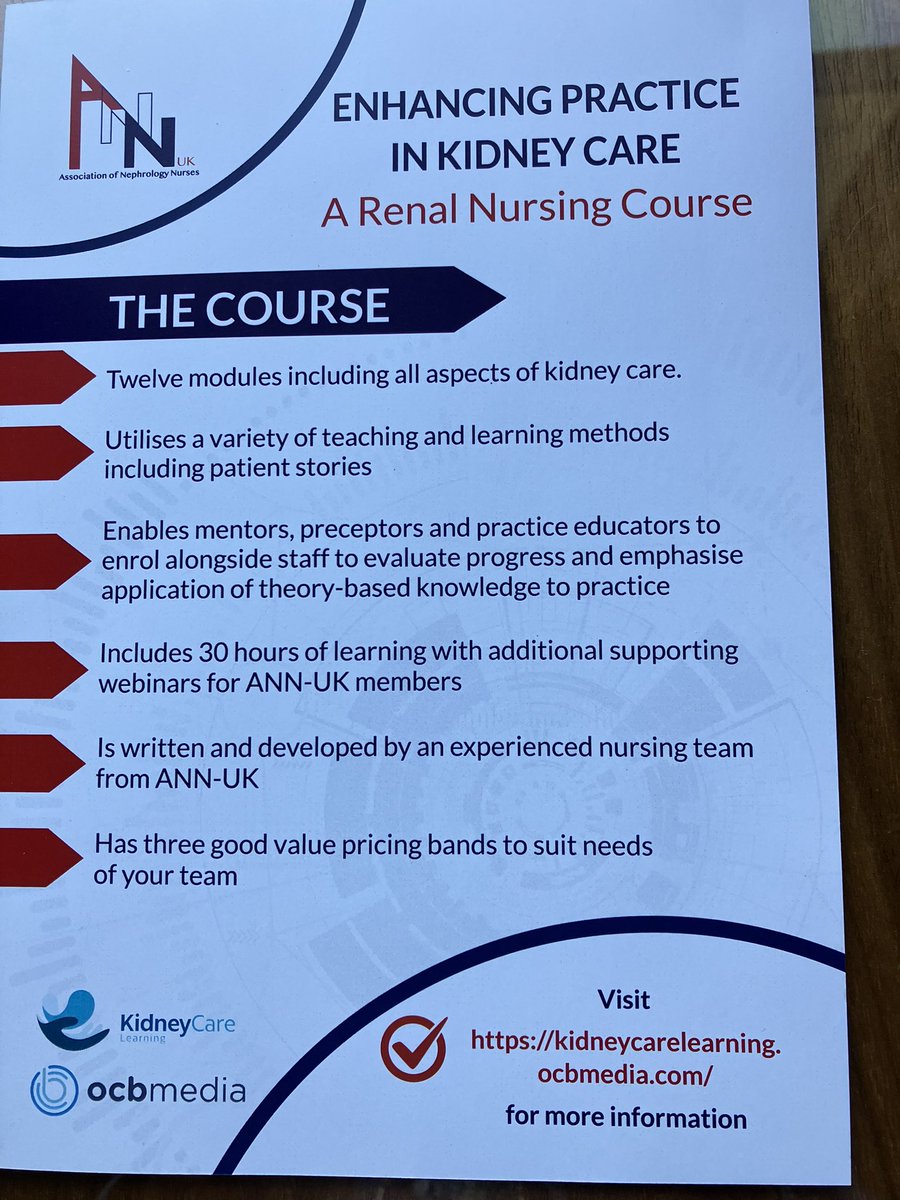 nicolamthomas's tweet photo. Hurrah! Our @annukrenal e-learning module has been launched at #ukkw2023 Come to our stand B45a to find out more. Suitable for nurses with 6 months renal experience. 30 hours learning with supporting webinars https://t.co/XEAMgq4VmC