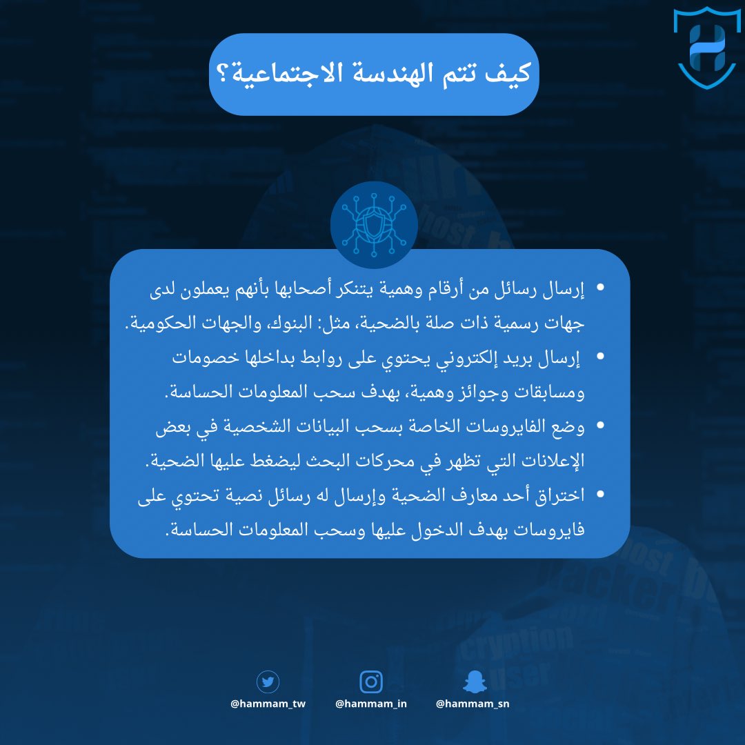 hcyber6_'s tweet image. 💻 الـهـنـدسـة الاجـتـمـاعـية:

🔹 ما هي الهندسة الاجتماعية؟
🔹 كيف تتم الهندسة الاجتماعية؟
🔹 كيف نتجنب الهندسة الاجتماعية؟

#الهندسة_الاجتماعية ، #الامن_السيبراني ، #Social_Engineering ، #cybersecurity