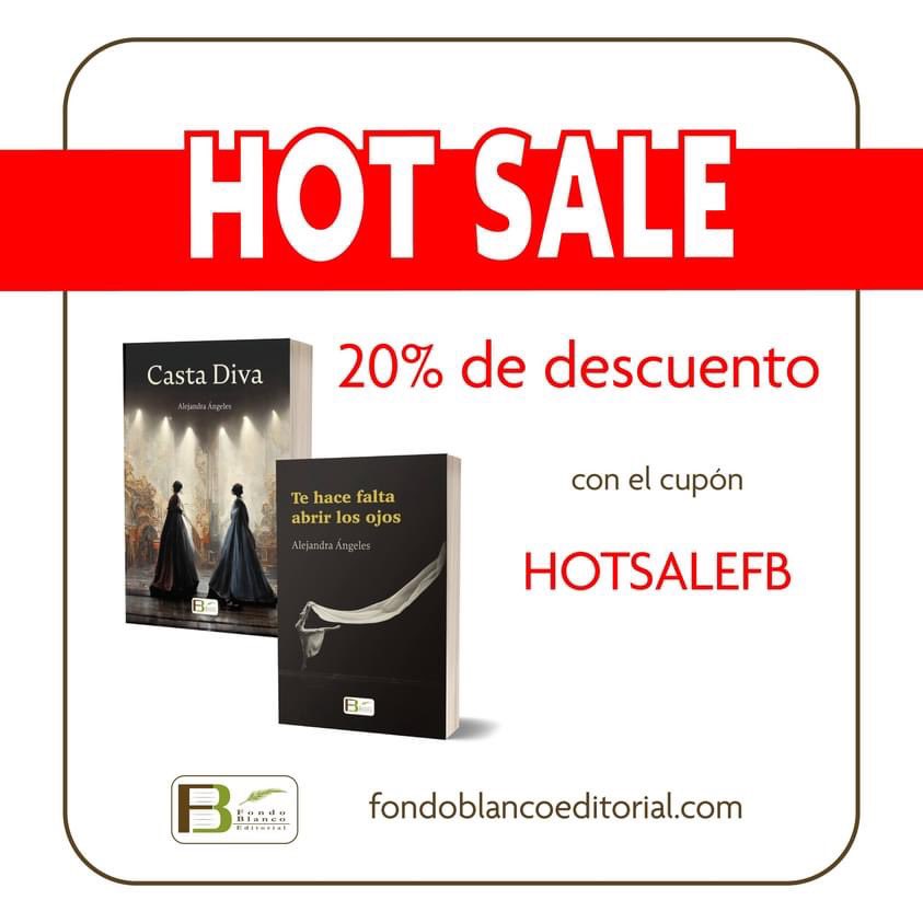 ¡Aprovechen el Hot Sale y llévense sus ejemplares de “Casta Diva” y “Te hace falta abrir los ojos” con el 20% de descuento!📚🎭✨
👉🏻fondoblancoeditorial.com 
#AlejandraAngeles #novela #cuento #LibrosRecomendados #narrativafantastica #literaturafantastica #libros #horror #terror