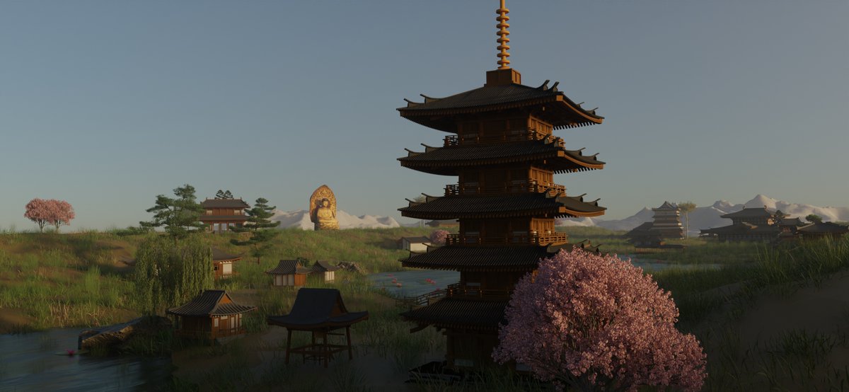 devarshi_9's tweet photo. Feudal Japan with the Buddha overlooking and blooming Sakura trees
kits used @kitbash3d 
#blender3d #japan #medieval #buddha #sakura #gamedevs #environnement #art  #digitalart https://t.co/Tbs4Ff1fJS