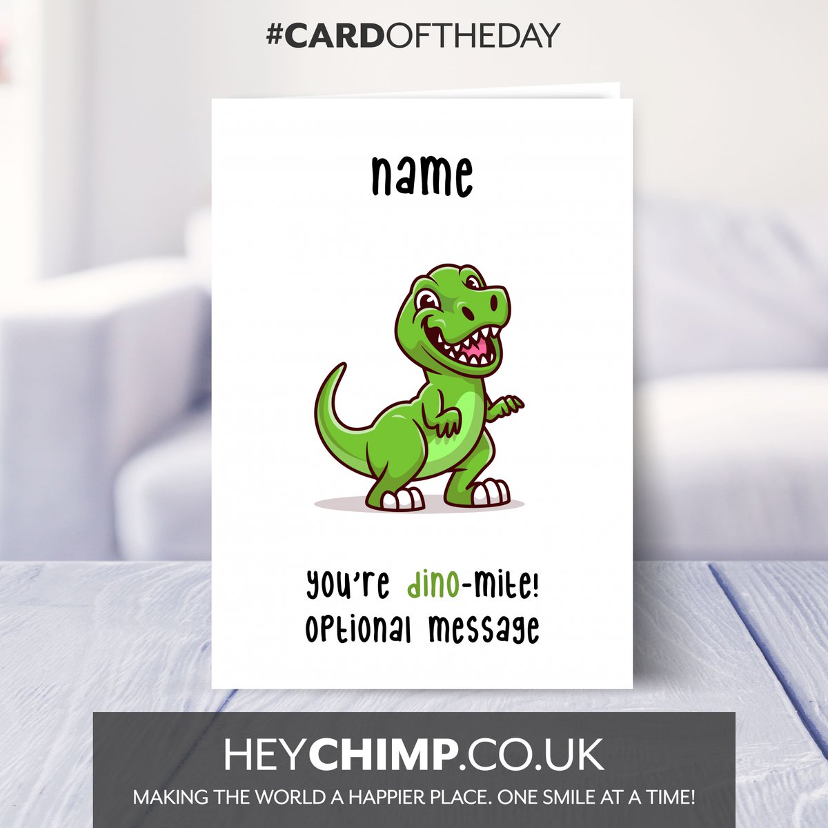 Personalised You're Dino-mite  Birthday Card #cardoftheday #birthdaycards #christeningcards #dinosaurscards #fathersdaycards #funnycards #newbabycards #newschoolcards #greetingscards #personalisedcards #smallbusiness #familybusiness #heychimp