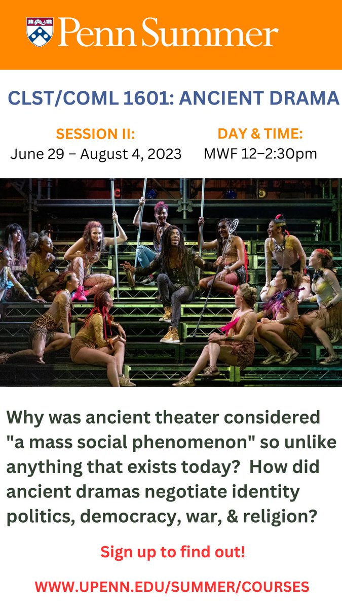 Dive into some of the greatest works of dramatic literature with our Ancient Drama summer course! Students will gain insights into the social, political, and artistic functions of drama in ancient Greece and Rome. Visit our website for more details:  bit.ly/3oJfPka
