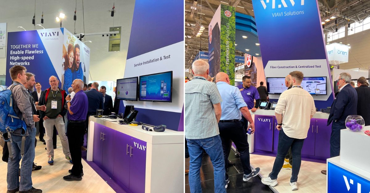 ViaviSolutions's tweet photo. We're still buzzing from an excellent #ANGACOM2023! Thank you to each visitor we had to the VIAVI booth. Missed us in Cologne? See what we have on offer here: https://t.co/bskf3NtyMq #UnitedInPossibility #Telecoms https://t.co/zP3ZEV7lUq