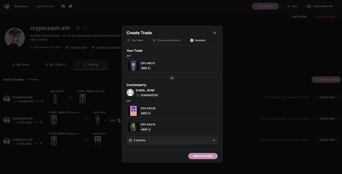 SuperNormal's tweet photo. GM SuperNormal Community!

We have big news: Full Stack P2P trading is now available to let you swap assets with no fees in our official marketplace 🚀 https://t.co/XMHoPZSkgT
