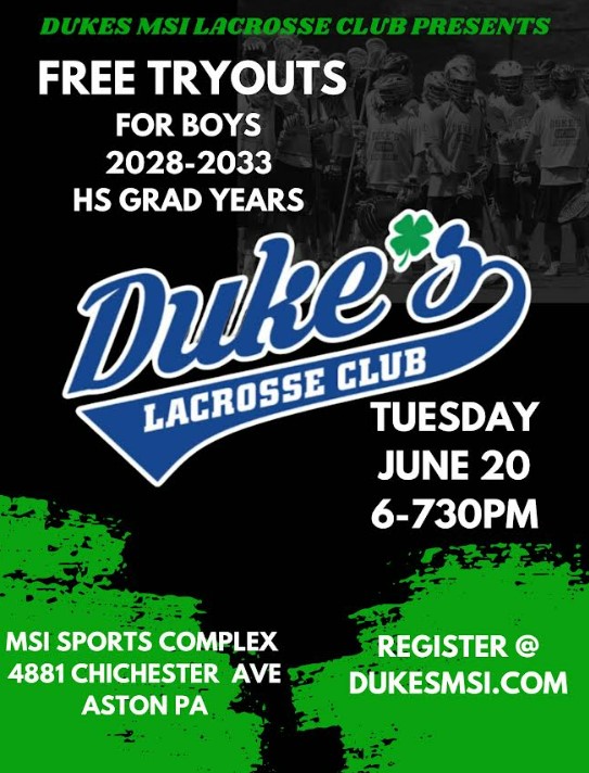 phillylacrosse's tweet photo. New Dukes MSI Lacrosse Club holding second tryout for boys in grad years 2028-2033 on June 20 @THEDUKESLC - https://t.co/zFFTty0iFs https://t.co/bPfWJvMbZy