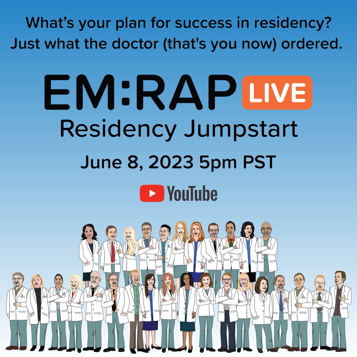 Hey #EMbound folks! What questions about intern year do you have? Drop them here and we’ll make sure they come up at the @emrap_tweets Residency Jumpstart, 5pm PST on June 8! Sign up here: mailchi.mp/emrap.org/gn7p… @emresidents #FOAMed #MedEd #MedTwitter #emergencymedicine