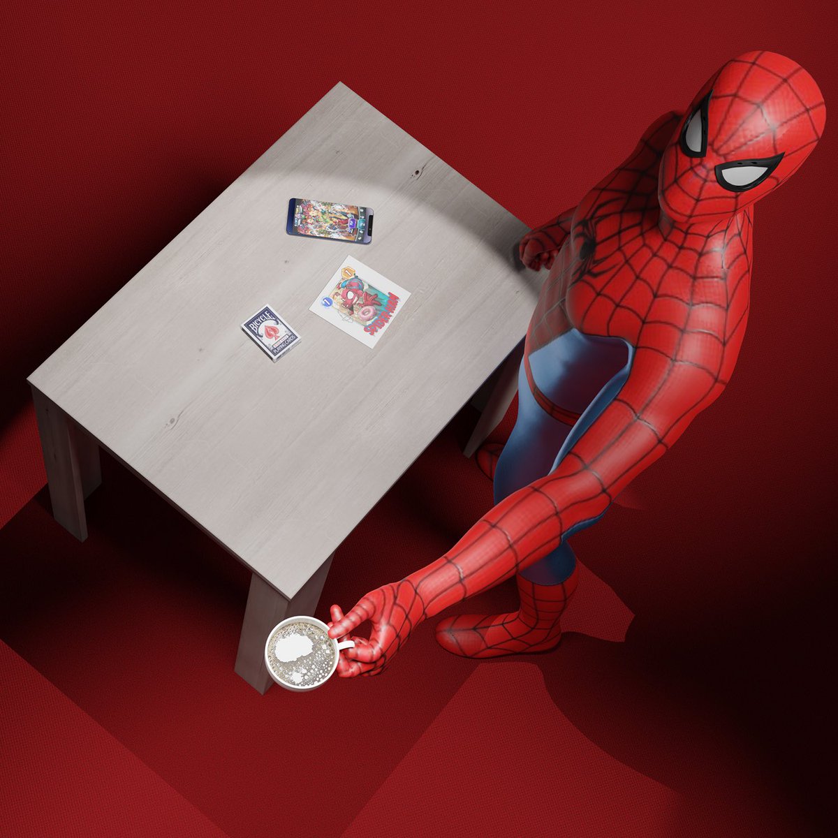ShawShots's tweet image. Hey @MARVELSNAP looks like Spidey's found a new way to fuel his web-slinging adventures! ☕🎨 Loving this artwork I made of Spider-Man enjoying some coffee and art, and ofc #MarvelSnap #SpiderMan #Marvel #BlenderArt #CoffeeLove #ArtisticSpider
