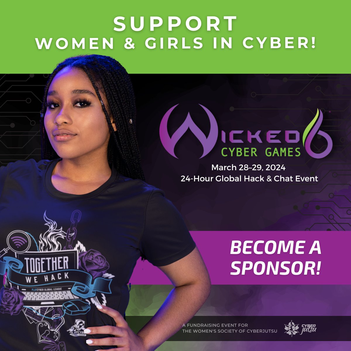 Passionate about helping women embrace #cybersecurity careers? 

#Wicked6 needs #sponsors to help us reach thousands of women so they can learn new #cyberskills playing #cybergames, network w/ #womenincyber, & hear great speakers.
Become a Sponsor |  hubs.li/Q01SjFC40
#CTF