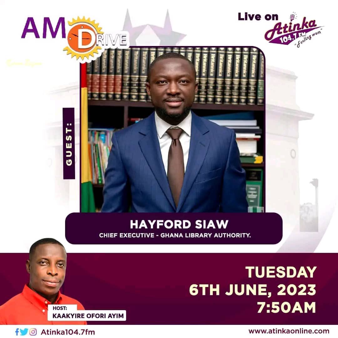 The innovative and hardworking ceo of <a href="/ghanalibraries/">Ghana Library Authority</a> will be live on Atinka FM tomorrow at 7:50am  … let’s make a date with him…