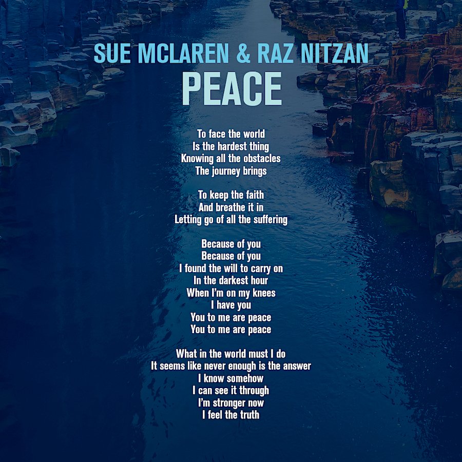 AmsterdamTrance's tweet photo. You to me are peace... 💙 Sing along with @suemclarenmusic! 🎤 #VocalTranceLyrics Her new single "Peace" together with our label boss @RazNitzan is out now on all platforms: https://t.co/Od5jKcJdnG https://t.co/qRjR6h5rXU