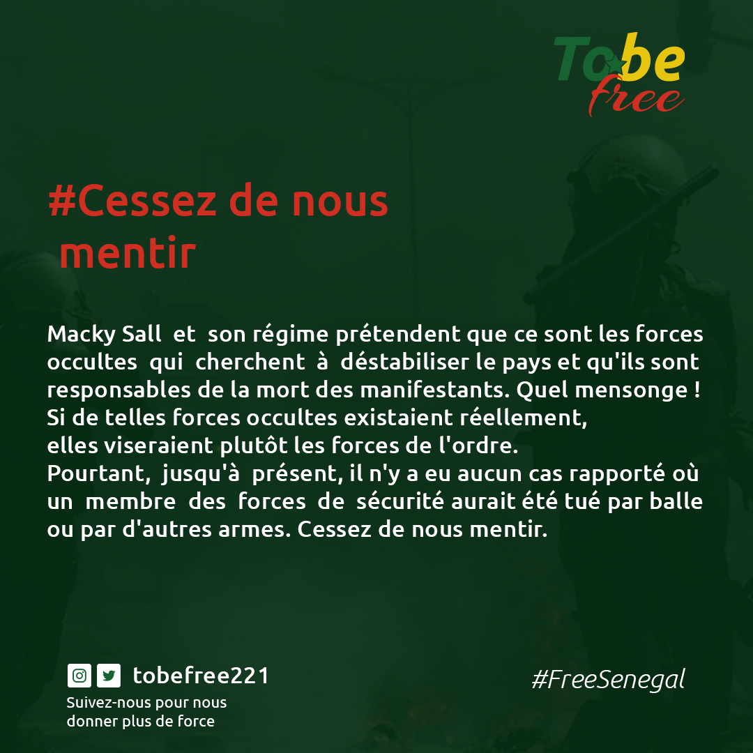 tobefree221's tweet photo. Cessez de nous mentir ....
#FreeSenegal https://t.co/70PKHyv8RJ