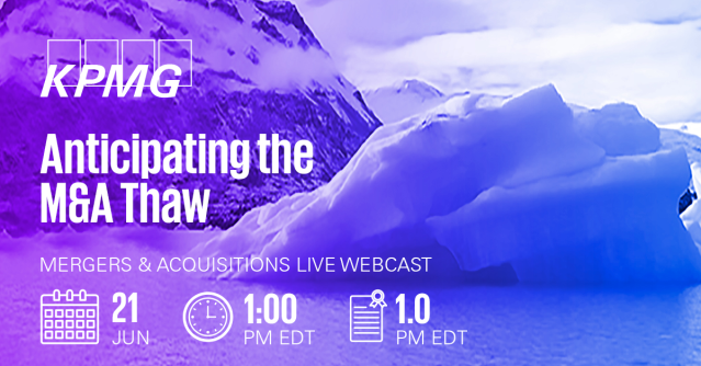 On 6/21 @ 1pm ET, join <a href="/KPMG_US/">KPMG US</a> Deal Advisory &amp; Strategy to discuss how to navigate this uncertain market, the current #M&amp;Aoutlook, and actions management teams can take to meet their long-term objective of strategic value creation. Join our #webcast 6/21. bit.ly/42mIeKE