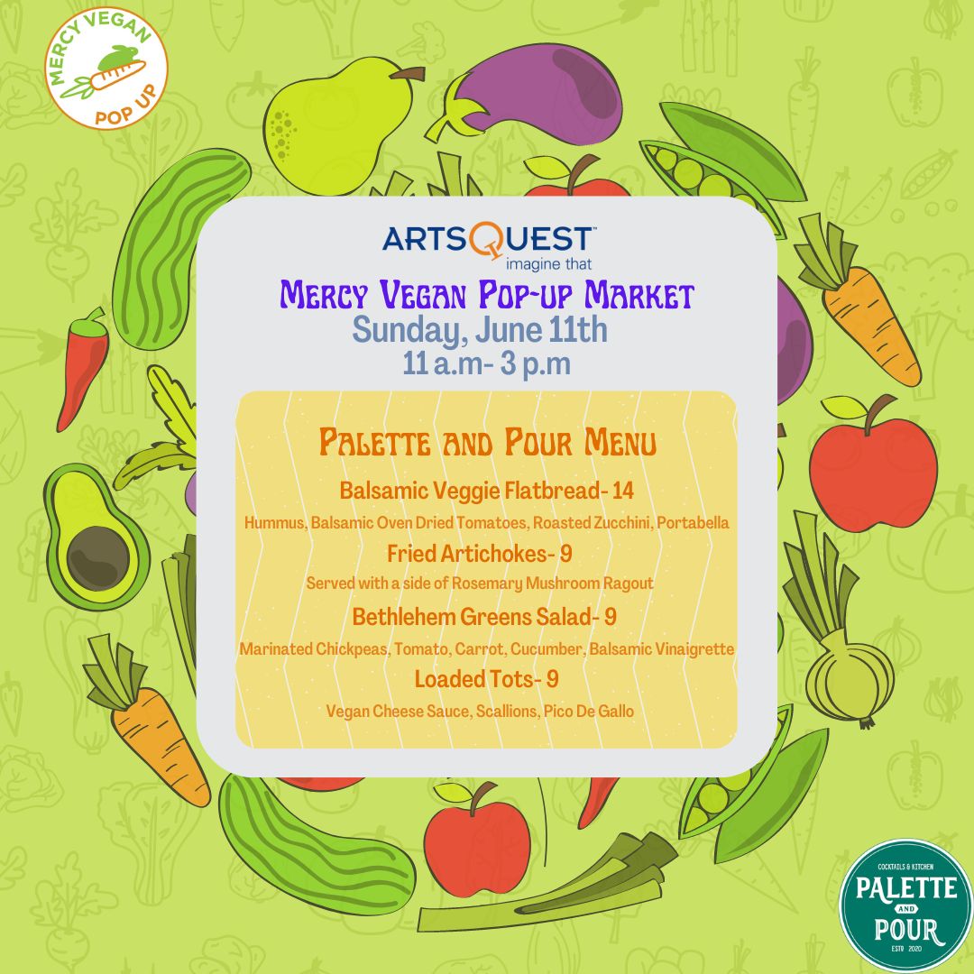Be sure to visit our friends at Palette &amp; Pour for mouthwatering plant-based eats this weekend at the Mercy Vegan Pop-Up Market! 🌱 

Complete list of vendors👉 fal.cn/3yPQC