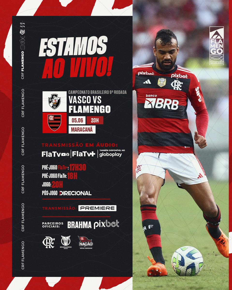 Clube de Regatas do Flamengo - Hoje tem Mengão ao vivo na #FLATV