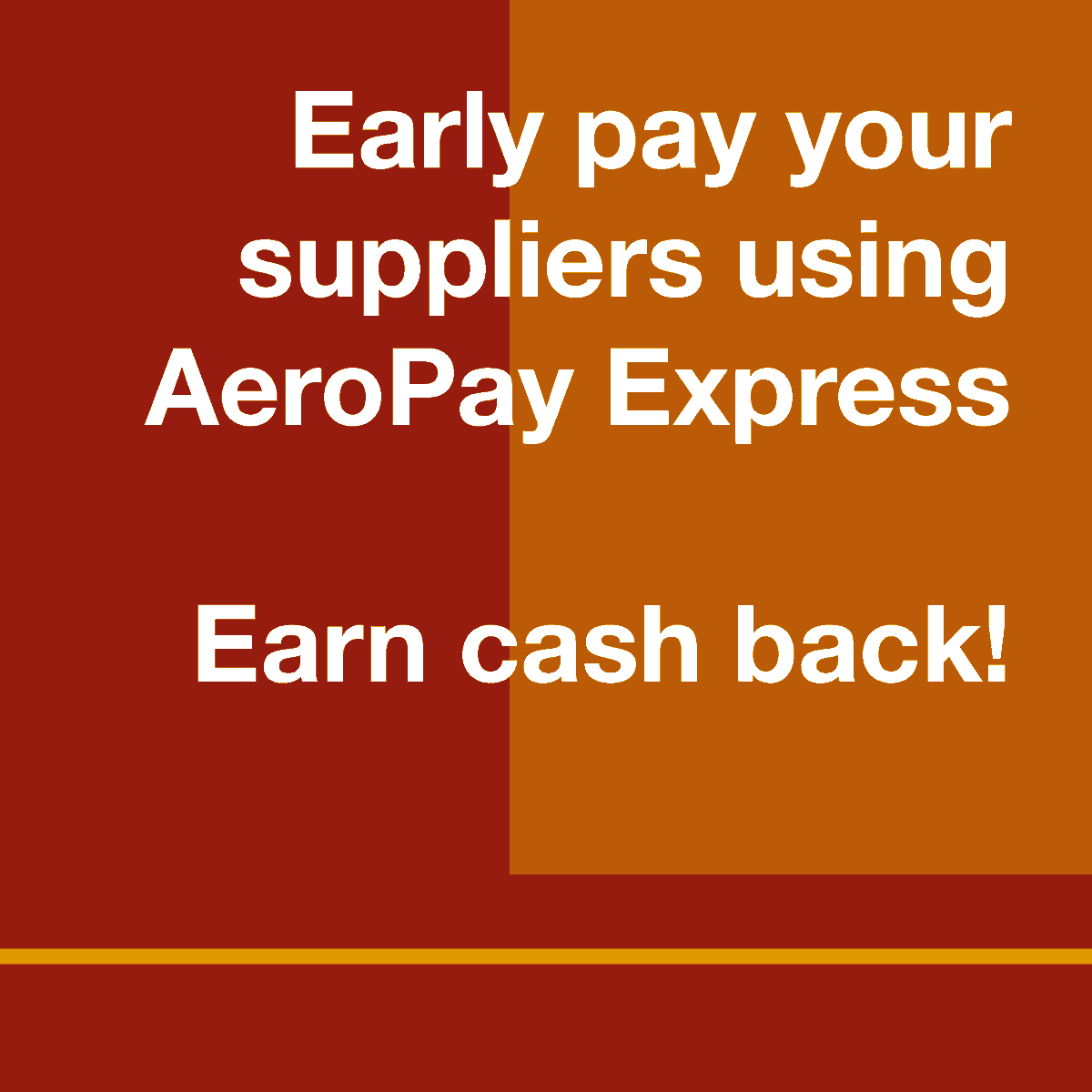 AeropayExpress's tweet photo. Early Pay your suppliers using AeroPay Express and earn cash back! Ask us how!  #AeroPayExpress #FinancialServices #SmallBusiness #LargeBusiness #freecredit #supplychainfinancing #reversefactoring #dynamicdiscounting #paymentautomation #supplierearlypayment https://t.co/70ZHqXG1JV