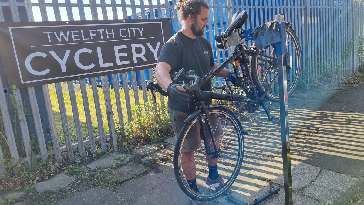 Big thank you to Tom &amp; Christine from <a href="/12thCityCyclery/">Twelfth City Cyclery</a> who spent the entire day in sunshine outside our office servicing &amp; cleaning a lot of the team <a href="/FaulknerBrowns/">FaulknerBrowns</a>' bikes
#BikeWeek100 #WorkplaceCycling
🚴🚴‍♀️🚴‍♂️🚴🚴‍♀️🚴‍♂️🚴🚴‍♀️🚴‍♂️🚴🚴‍♀️🚴‍♂️🚴🚴‍♀️🚴‍♂️