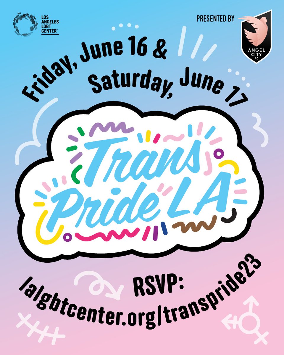 Mark your calendars for June 16-17 for the return of #TransPrideLA 🏳️‍⚧️ presented by @weareangelcity with appearances by Montana state @ZoAndBehold, @RaquelWillis_ , @laith_ashley, and many more! RSVP today at lalgbtcenter.org/transpride23